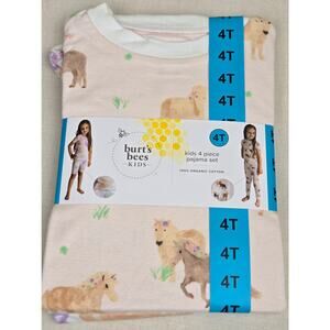 Burt's Bees Pajamas Toddler Girl 4T Organic Cotton 4 Piece PJ Set